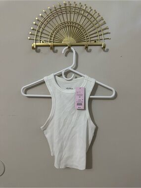 wild fable White Ribbed Crop Top Tank